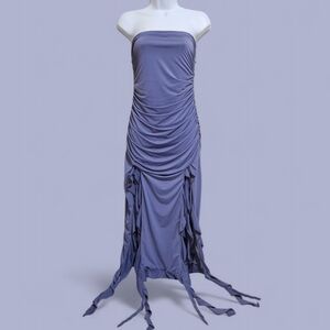 Thirty Thirty Octopus Strapless Ruffled Midi Dress